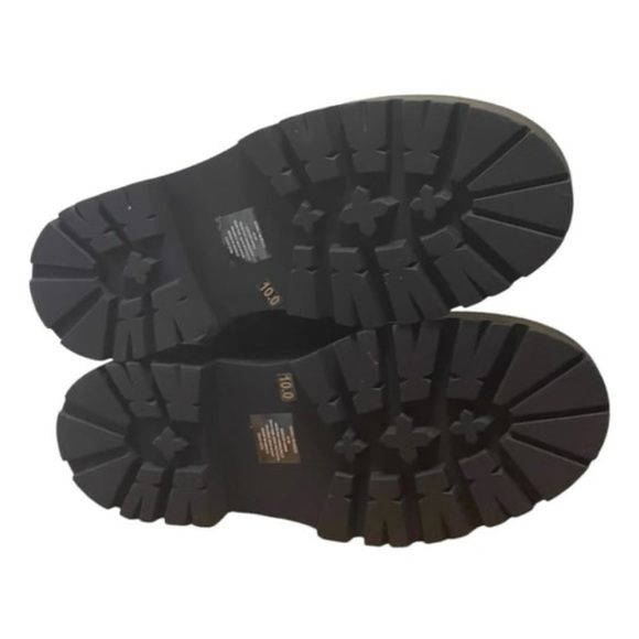 Steve Madden Women's Black Leather Chunky Moto Combat Snow Boot sz 10 - Picture 7 of 9